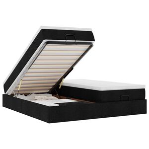 63 / 5,000vidaXL Estrutura de cama otomana com colch&otilde;es tecido preto