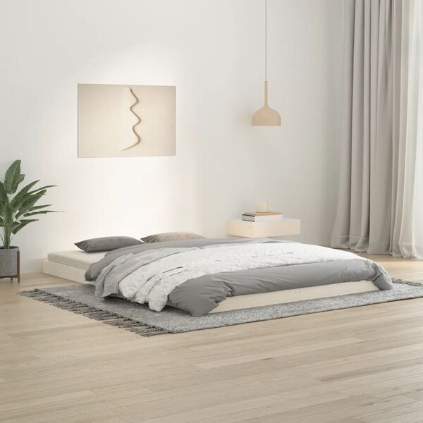 vidaXL Estrutura de cama 140x200 cm madeira de pinho maci&ccedil;a branco