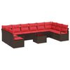 vidaXL Conjunto de Sof&aacute;s 11 unid. Castanho vime PE