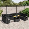 vidaXL 11 pcs conjunto sof&aacute;s de jardim c/ almofad&otilde;es vime PE preto