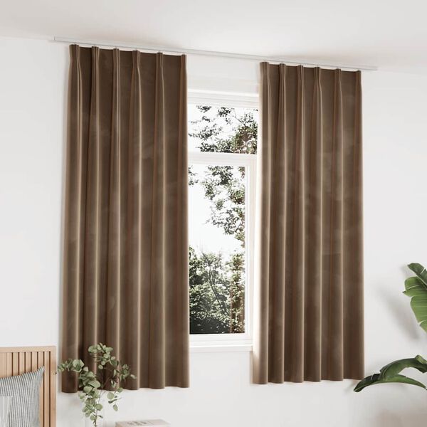 vidaXL Cortinas blackout com ganchos 2 pcs 140x175 cm veludo bege