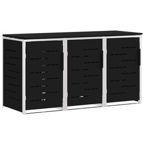 vidaXL Armazenamento de Lixeira for 3 Bins 240L A&ccedil;o inoxid&aacute;vel Preto