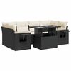 vidaXL 7 pcs conjunto de sof&aacute;s p/ jardim c/ almofad&otilde;es vime PE preto