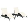 vidaXL Espregui&ccedil;adeiras com mesa 2 pcs vime PE preto