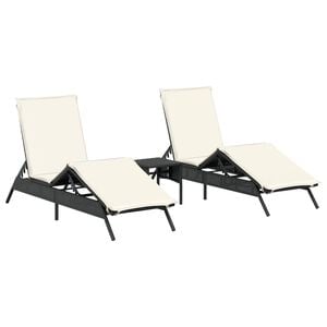 vidaXL Espregui&ccedil;adeiras com mesa 2 pcs vime PE preto