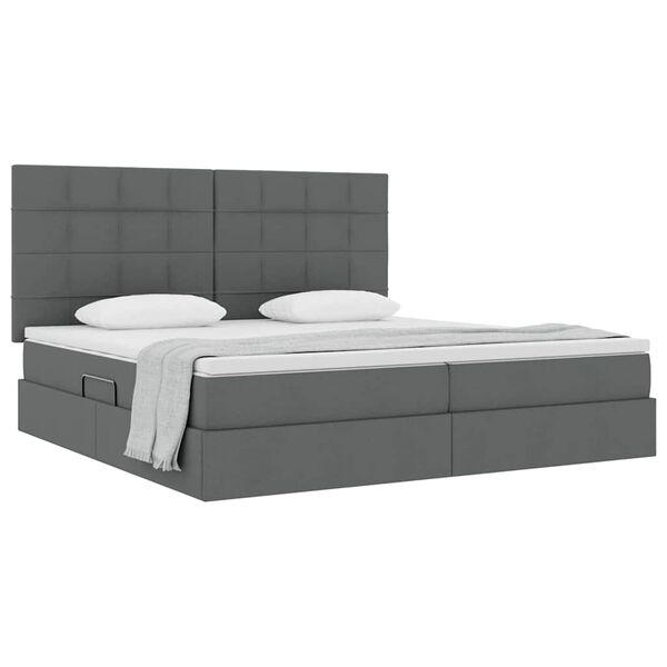 vidaXL Cama com arruma&ccedil;&atilde;o e colch&atilde;o Cinza Escuro 200 x 200 cm