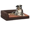 vidaXL Cama para c&atilde;es ergon&oacute;mica 60x42cm aspeto linho pel&uacute;cia castanho