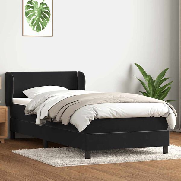 vidaXL Cama com molas/colch&atilde;o 80x220 cm veludo preto