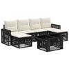vidaXL Conjunto de Sof&aacute; de Jardim 7 unid. Preto e Branco Creme vime PE