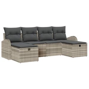 vidaXL Conjunto de Sof&aacute; de Jardim 6 unid. Cinzento-claro vime PE