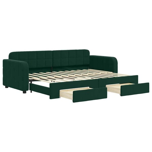 vidaXL Sof&aacute;-cama c/ gavet&atilde;o e gavetas 80x200cm veludo verde-escuro