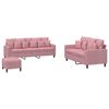 vidaXL 3 pcs conjunto de sof&aacute;s com almofad&otilde;es veludo rosa