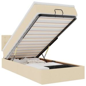 vidaXL Estrutura de cama otomana com creme de colch&atilde;o 80x200cm tecido