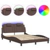 vidaXL Estrutura de cama Viana com LED sem colch&atilde;o 140x200cm castanho