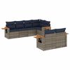 vidaXL 7 pcs conjunto sof&aacute;s p/ jardim c/ almofad&otilde;es vime PE cinzento