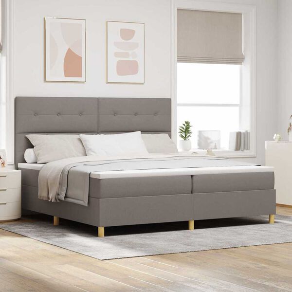 vidaXL Cama Box com colch&atilde;o Cinzento-acastanhado 200 x 200 cm tecido