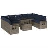 vidaXL Conjunto de sof&aacute; de jardim com 10 pe&ccedil;as e almofadas em rattan sint&eacute;tico cinza