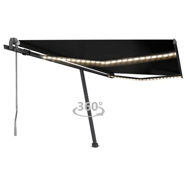 vidaXL Toldo automático com LED e sensor de vento 400x300 cm antracite