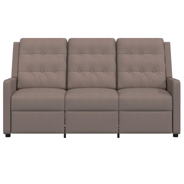 vidaXL Poltrona massagens reclinável 3 lug. tecido cinza-acastanhado