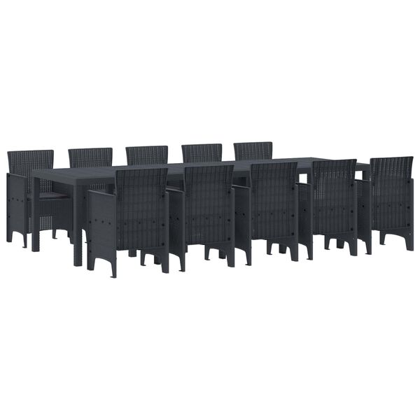 vidaXL Conjunto de Jantar para Jardim com Almofadas 11 pcs Antracite
