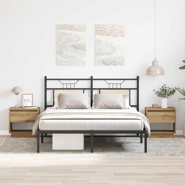 vidaXL Criado-mudo com gaveta 2 pcs Carvalho Artesanal 45 x 34 x 44 cm