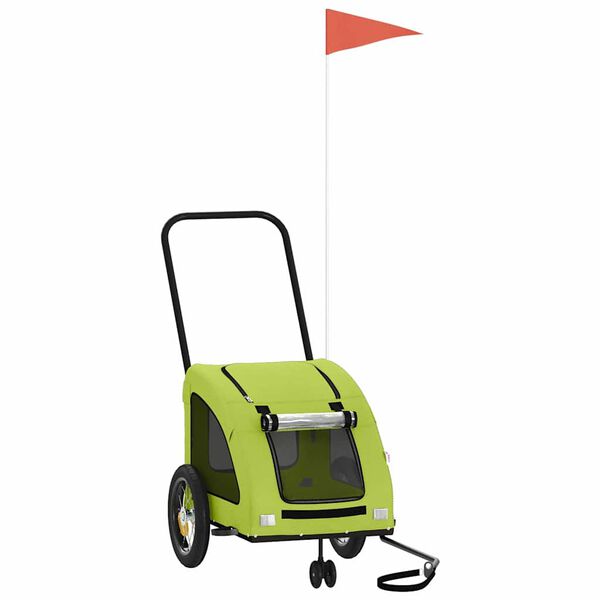 vidaXL Reboque de bicicleta p/ animais tecido oxford/ferro verde