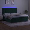 vidaXL Cama box spring c/ colch&atilde;o/LED 160x200 cm veludo verde-escuro