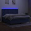 vidaXL Cama box spring c/ colch&atilde;o e LED 200x200 cm tecido azul