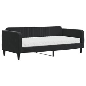 vidaXL Sof&aacute;-cama com colch&atilde;o 90x190 cm veludo preto