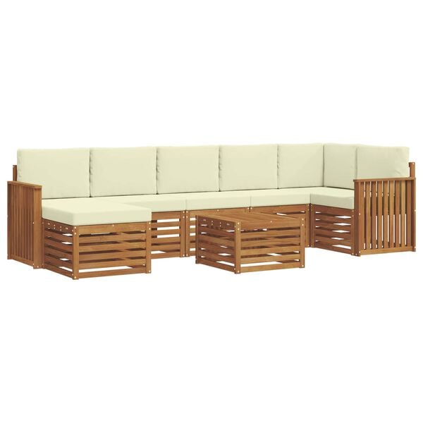 vidaXL Conjunto de Sof&aacute; Sectional com almofada 8 pcs Natural e Creme