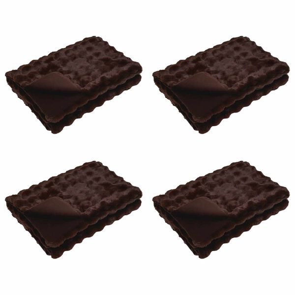 vidaXL Cobertor de Peles de Coelho 4 pcs Camelo 130 x 150 cm Poli&eacute;ster