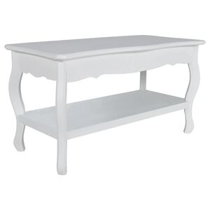 vidaXL Mesa de centro com 2 prateleiras MDF branco