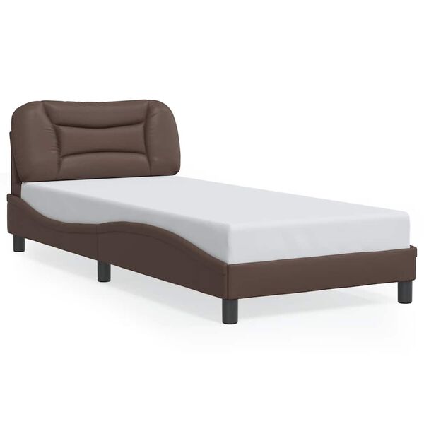 vidaXL Estrutura de cama sem colch&atilde;o Hvar 90x200 cm couro artificial castanho