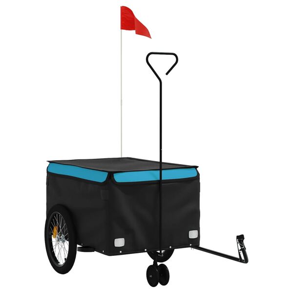 vidaXL Reboque para bicicleta 45 kg ferro preto e azul