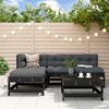 vidaXL 5pcs conjunto lounge jardim com almofad&otilde;es madeira maci&ccedil;a preto