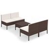 vidaXL 5 pcs conjunto lounge jardim c/ almofad&otilde;es vime PE castanho
