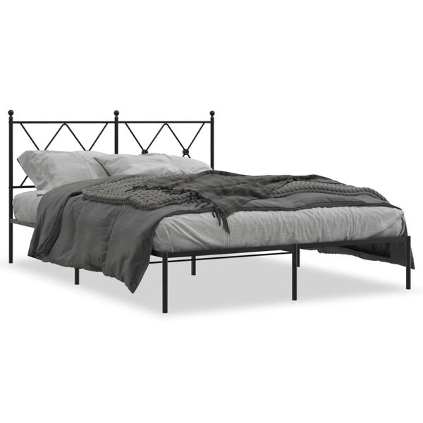 vidaXL Estrutura de cama com cabeceira 140x200 cm metal preto