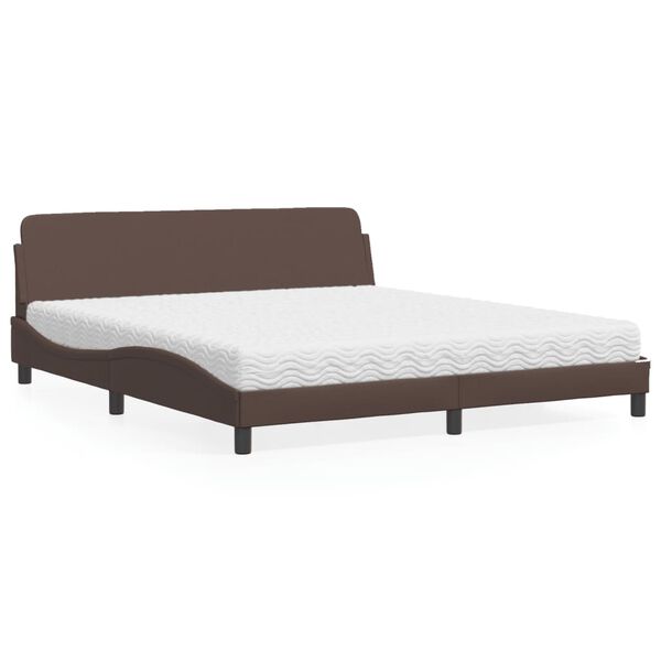vidaXL Cama com colch&atilde;o Dover 180x200 cm couro artificial castanho