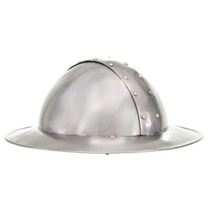 vidaXL Capacete de cavaleiro medieval r&eacute;plica LARP a&ccedil;o prateado