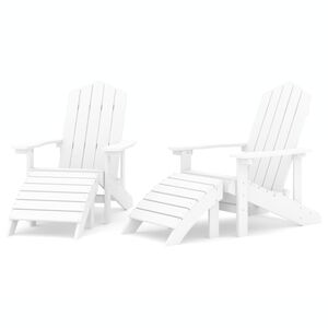 vidaXL Cadeiras de jardim Adirondack c/ apoio de p&eacute;s 2 pcs PEAD branco