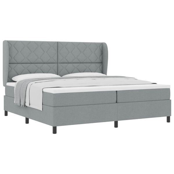 vidaXL Cama Box com colch&atilde;o Cinzento-claro 200 x 200 cm tecido