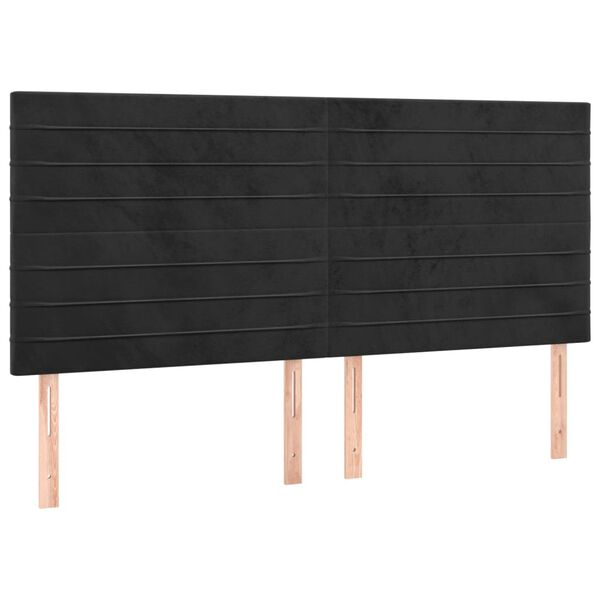 vidaXL Cabeceira de cama c/ luzes LED veludo 200x5x118/128 cm preto