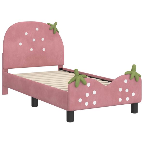 vidaXL Estrutura de Cama para Crian&ccedil;a com Cabeceira Rosa 70 x 140 cm