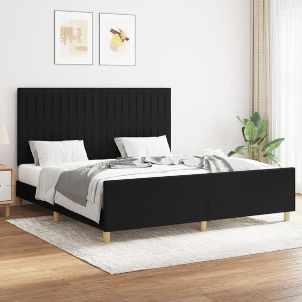 vidaXL Estrutura de cama sem colch&atilde;o 160x200 cm tecido preto