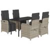 vidaXL 5 pcs conjunto de jantar p/ jardim c/ almofad&otilde;es cinzento claro
