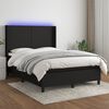 vidaXL Cama box spring c/ colch&atilde;o e LED 140x190 cm tecido preto