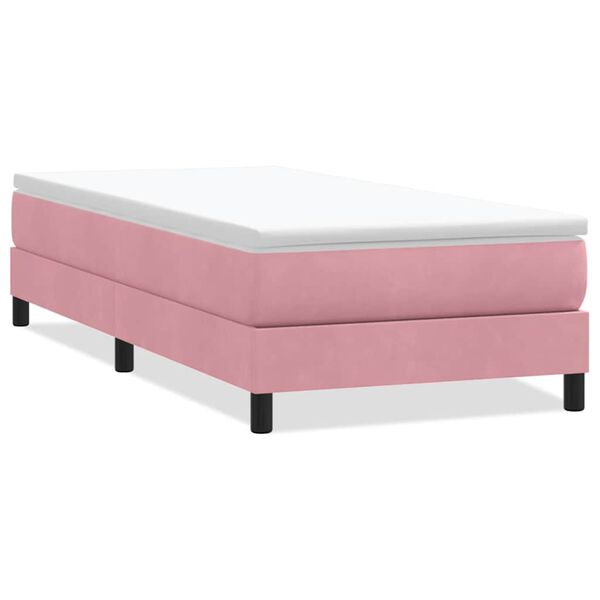vidaXL Box Cama de primavera sem Colch&atilde;o Rosa 100x210 cm Veludo