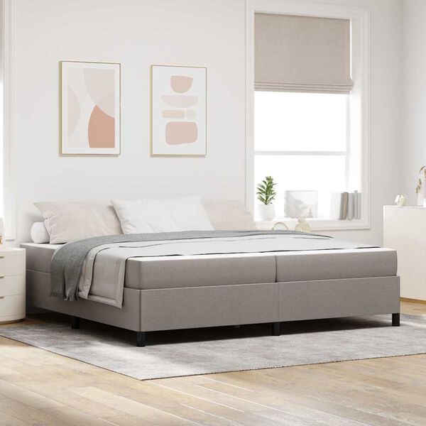 vidaXL Cama Box com colch&atilde;o Cinzento-acastanhado 200 x 200 cm tecido