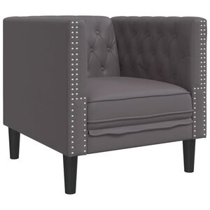 vidaXL Sof&aacute; chesterfield couro artificial cinzento