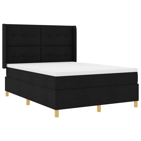 vidaXL Cama Box com colch&atilde;o Preto 140 x 200 cm tecido